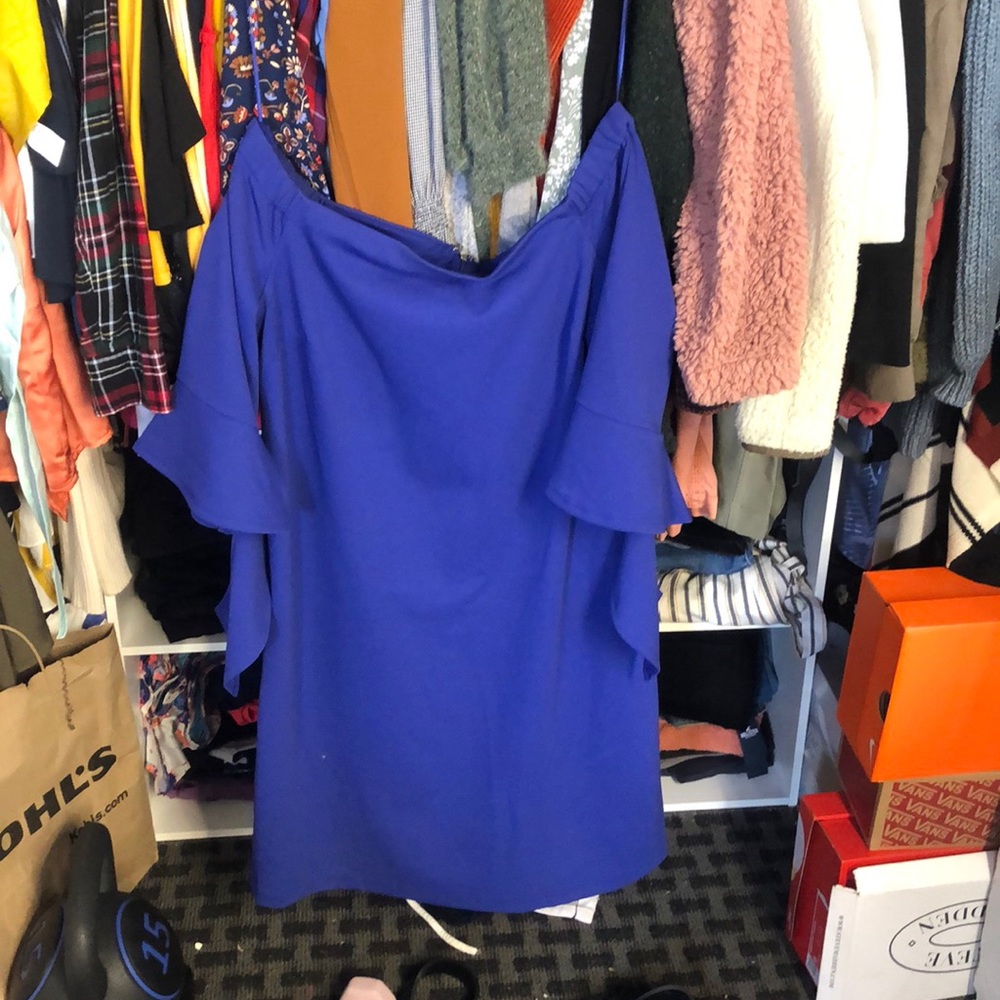 Off shoulder royal blue dress